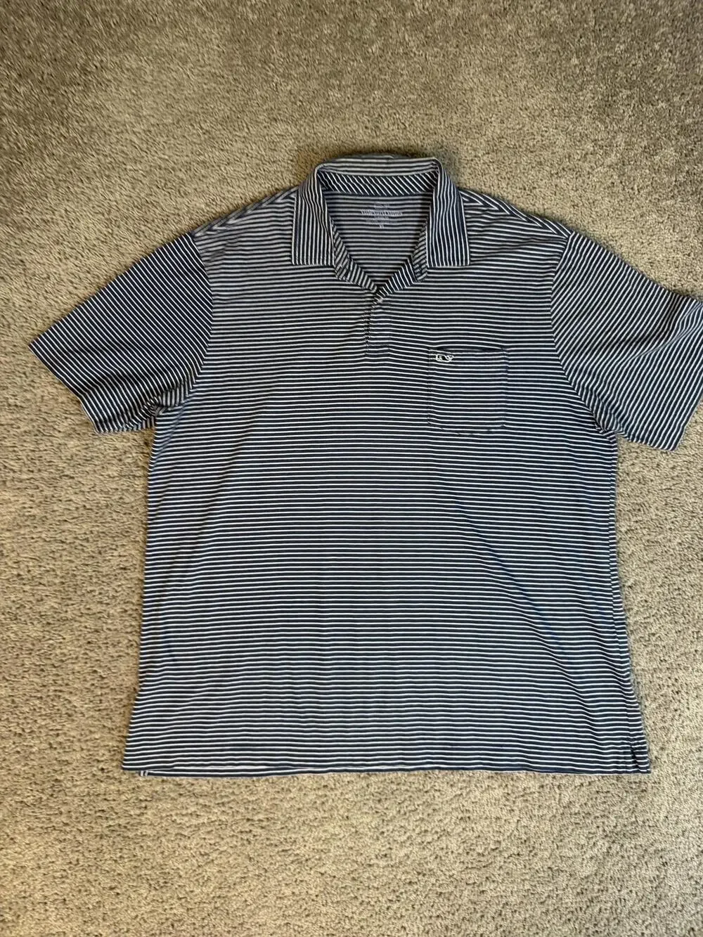 Vineyard Vines Polo Shirt Mens XL Blue Striped Short Sleeve 100% Pima Cotton